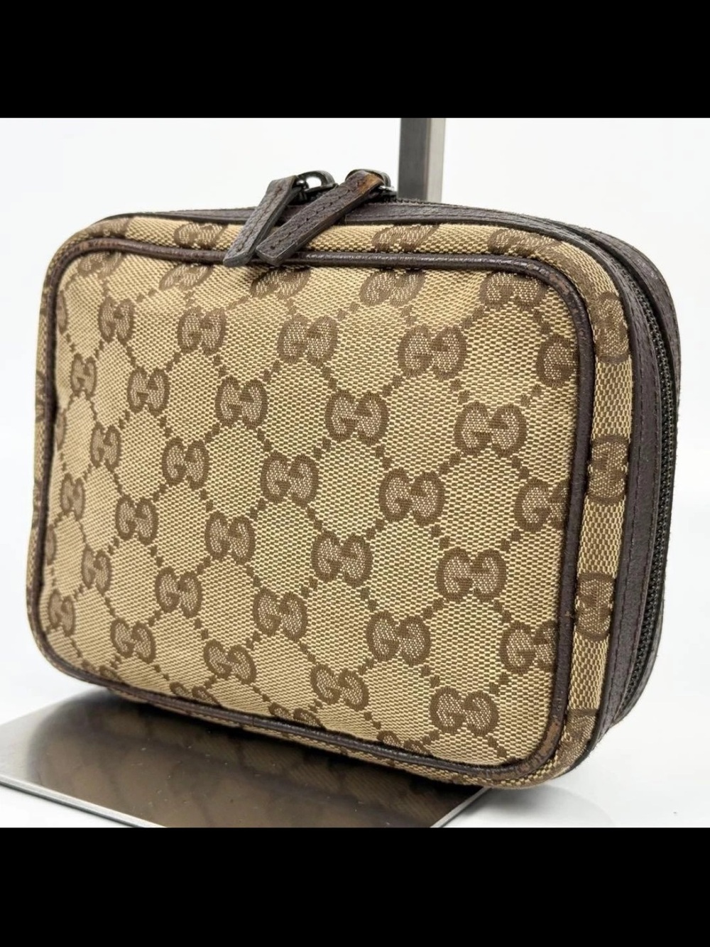 Gucci Brown/Tan GG Canvas Toiletry Pouch